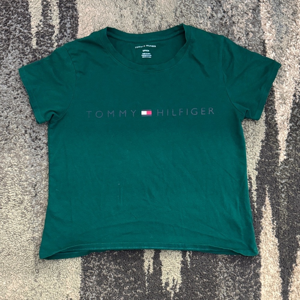 Tommy Hilfiger Emerald Green Short-Sleeve Logo Tee